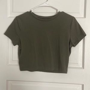 olive green crop top from target, size large